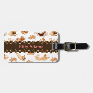 Cute Watercolor Dogs Illustrated Pattern Luggage Tag