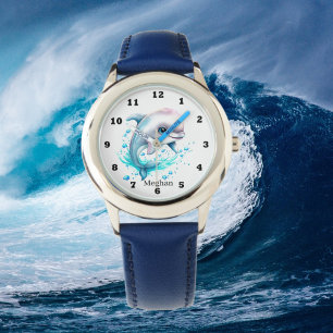cute watercolor dolphin lovers watch