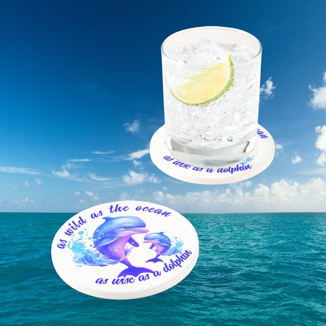 Cute Watercolor Dolphins Quote | Coaster (Creator Uploaded)