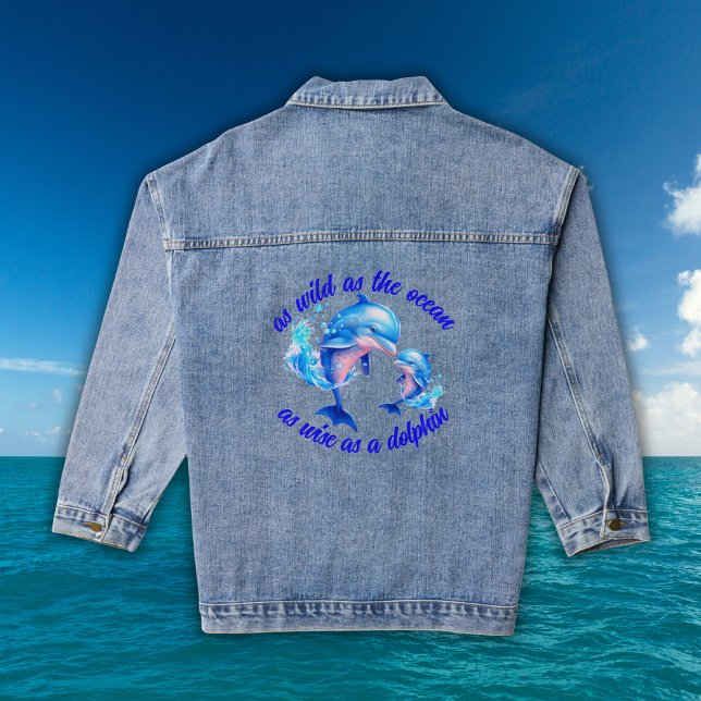 Cute Watercolor Dolphins Quote | Denim Jacket (Creator Uploaded)