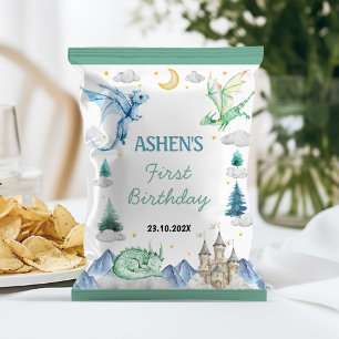 Cute Watercolor Dragon Birthday Chip Bag Wrapper