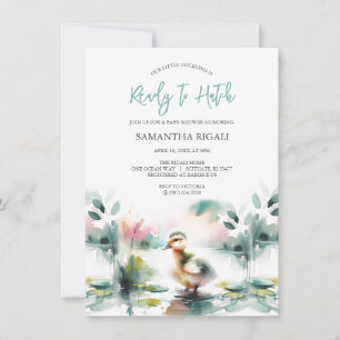 Cute Watercolor Duck Baby Boy Shower Invitation