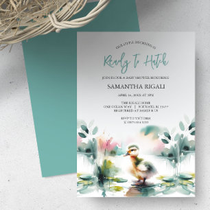 Cute Watercolor Duck Baby Boy Shower Invitation