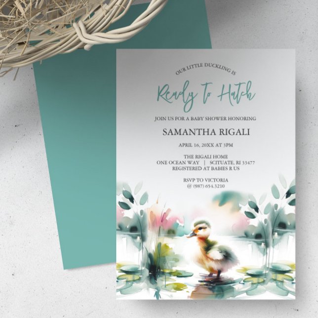 Cute Watercolor Duck Baby Boy Shower Invitation (Duck baby shower invitations cute boys watercolor duckling by Do Tell A Belle )
