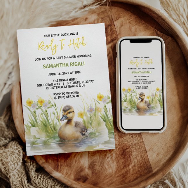 Cute Watercolor Duck Baby Boy Shower Invitation (Creator Uploaded)