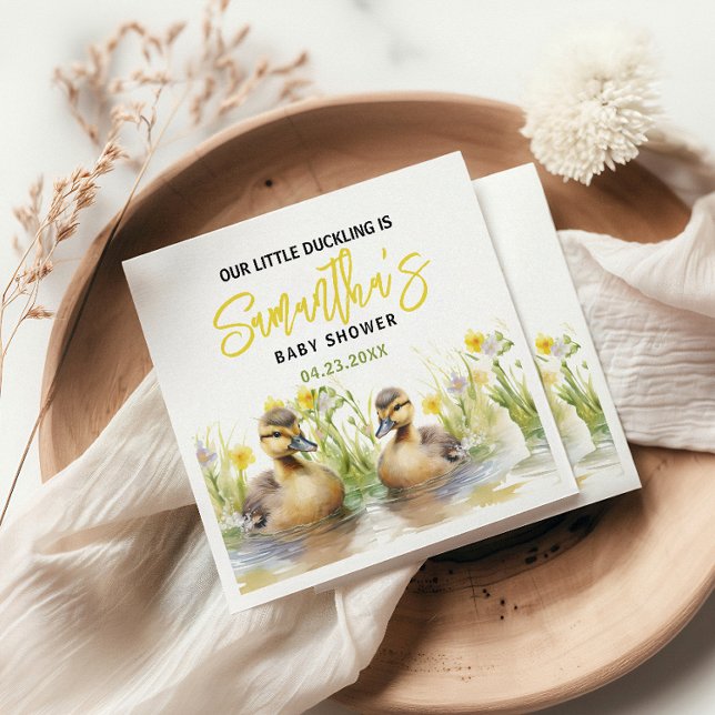 Cute Watercolor Duck Baby Boy Shower Napkin (Creator Uploaded)