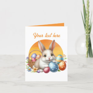 Cute watercolor Easter bunny add message Holiday Card
