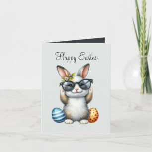 Cute watercolor Easter bunny add message Holiday Card