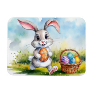 Cute Watercolor Easter Bunny Magnet