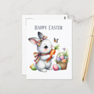 Cute watercolor Easter bunny message  Postcard