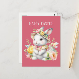 Cute watercolor Easter bunny message  Postcard