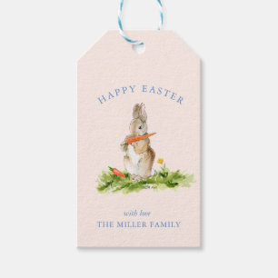 Cute watercolor Easter bunny pink Gift Tags