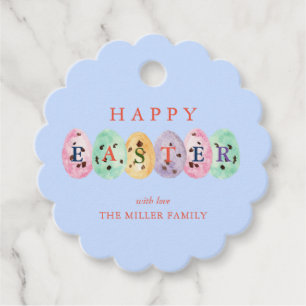 Cute watercolor Easter eggs Blue Favour Tags