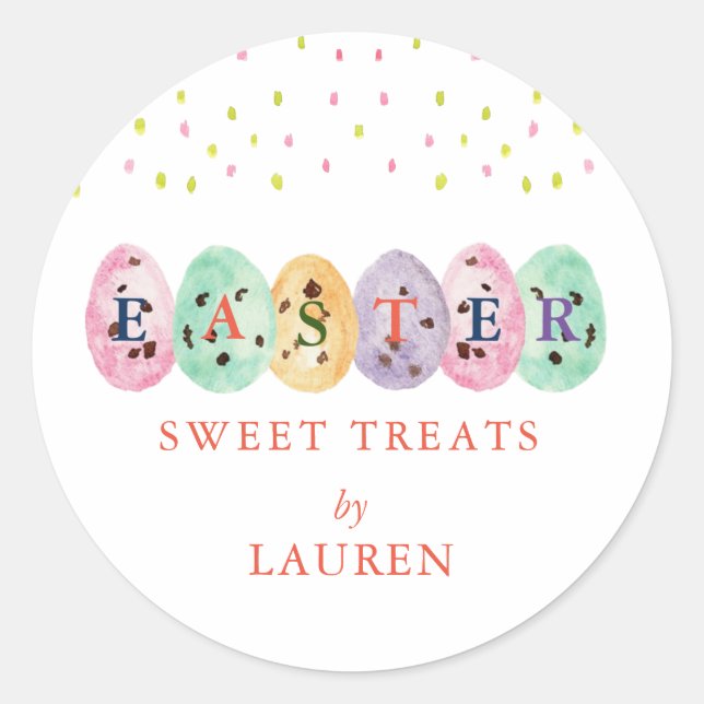  Cute watercolor Easter eggs Easter candy Classic Round Sticker (Front)