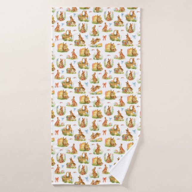 Cute watercolor easter rabbits bath towel set (Bath Towel)