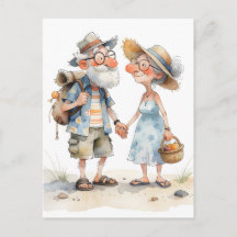 Cute Watercolor Elderly Couple Artwork