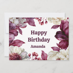 Cute Watercolor Elegant Wildflowers For Her Card