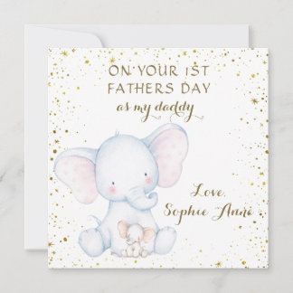 Cute Watercolor Elephant 1st Father's Day Card