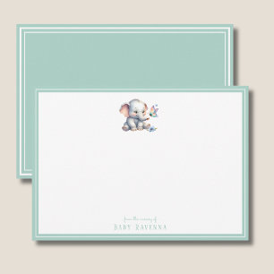 Cute Watercolor Elephant Baby Shower Note Card