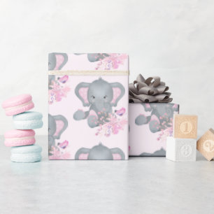 Cute watercolor Elephant baby shower  Wrapping Pap Wrapping Paper