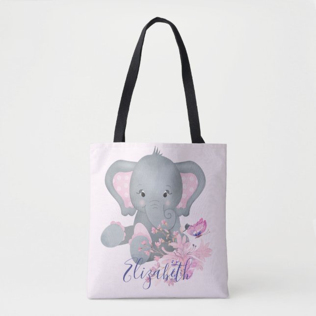Cute watercolor Elephant baby  Tote Bag (Front)