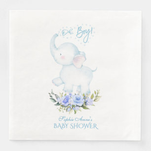 Cute Watercolor Elephant Oh Boy Baby Shower Napkin
