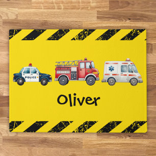 Cute Watercolor Emergency Vehicles Doormat