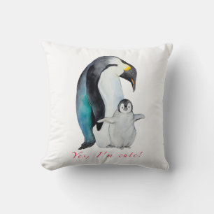 Cute watercolor emperor penguins cushion
