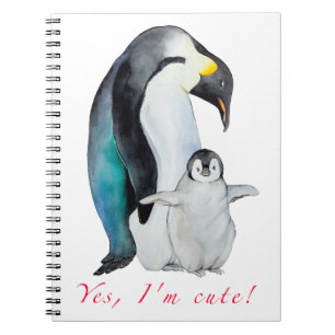 Cute watercolor emperor penguins notebook