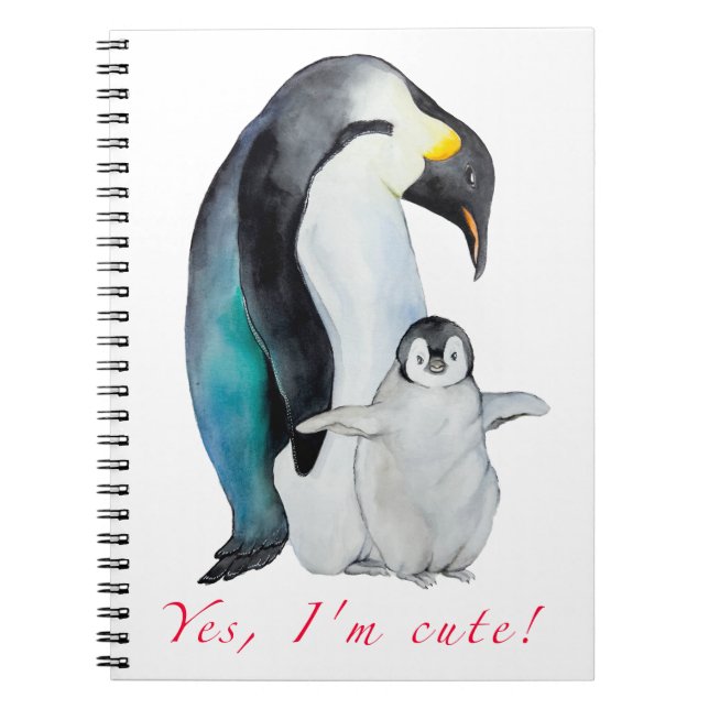 Cute watercolor emperor penguins notebook (Front)
