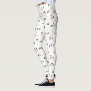 Cute Watercolor Farm Pattern Leggings