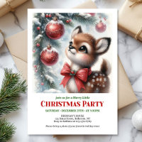 Cute watercolor fawn snowy forest serene winter 