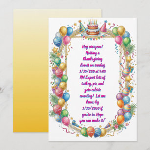 Cute Watercolor Festive Thanksgiving Invitation Ca