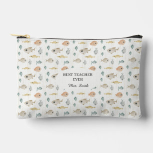 Cute Watercolor Fish Best Teacher Ever Accessory Pouch