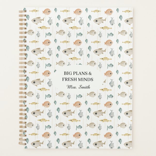Cute Watercolor Fish Big Plans Planner (Front)