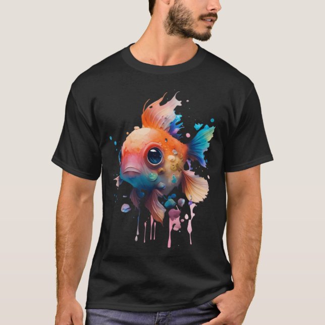 Cute Watercolor Fish T-Shirt (Front)