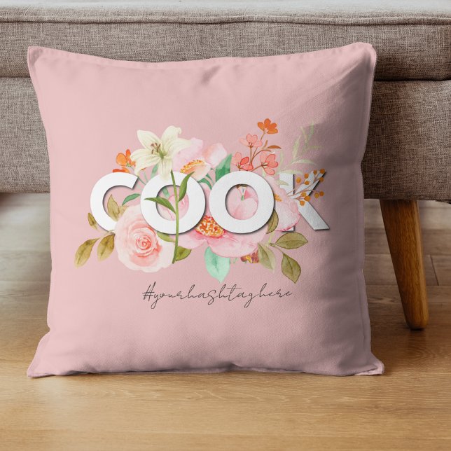 Cute watercolor floral COOK personlized Cushion (Creator Uploaded)