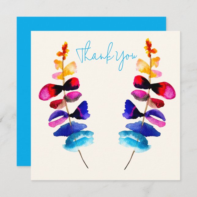 Cute watercolor floral design card (Front/Back)