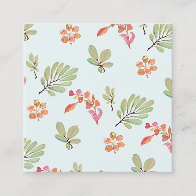 Cute Watercolor Floral Pattern Mummy Calling Card (Front)