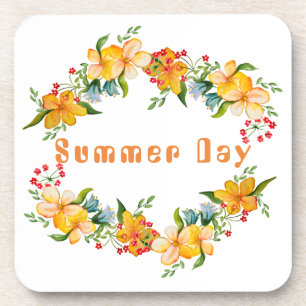 Cute watercolor flower design coaster