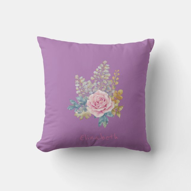 Cute Watercolor Flower- Personalised Cushion (Front)