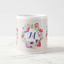Cute Watercolor Flowers Floral Fine Monogram
