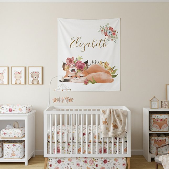 Cute watercolor fox baby  tapestry (Creator Uploaded)