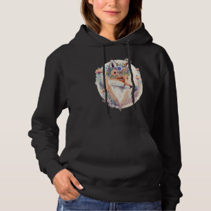 Cute Watercolor Fox Flower Crown Boho Aesthetic Hoodie