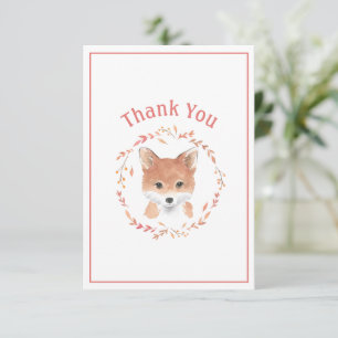 Cute Watercolor Fox Simple Thank You Card