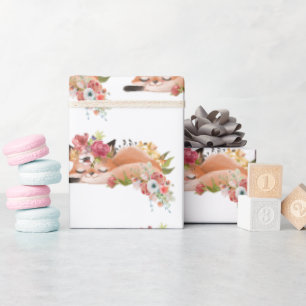 Cute watercolor fox wrapping paper