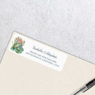 Cute Watercolor Frogs Return Address Custom Name