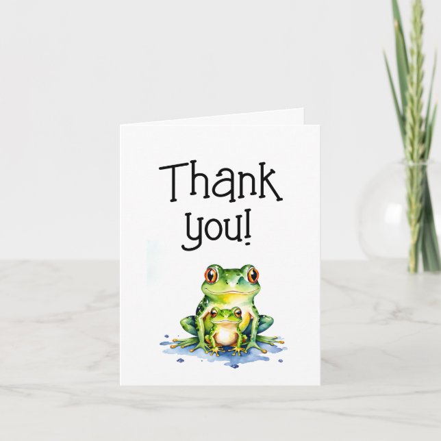 Cute watercolor frogs thank you card (Front)