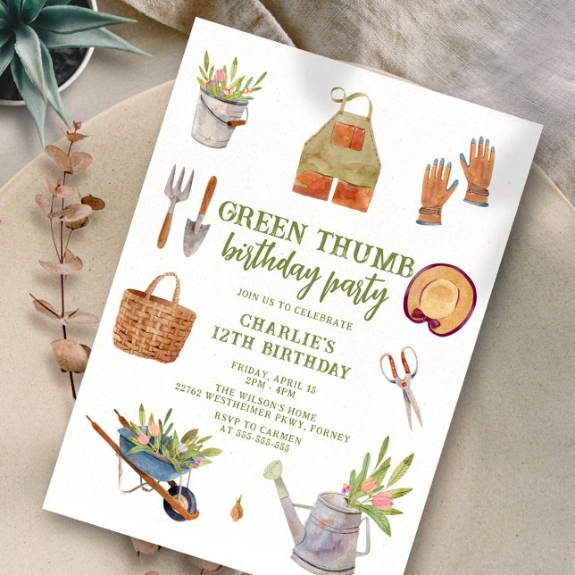Cute Watercolor Garden Party Birthday Invitation (Creator Uploaded)