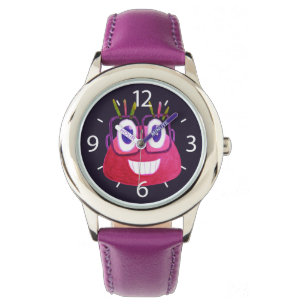 Cute Watercolor Geek Glasses Candy Character Girl Watch